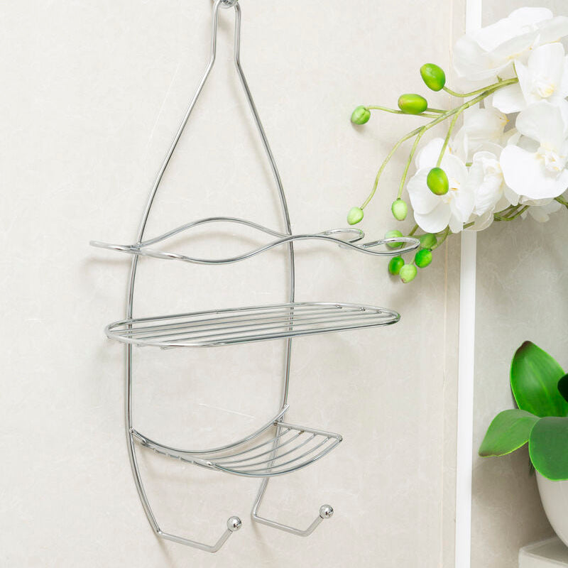 Orsina Dara 3-Tier Chrome Shower Caddy with Hooks – Silver Metal