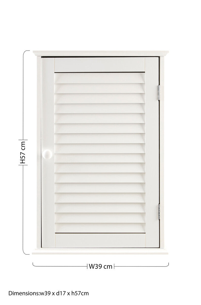 Orsina Shutter White Wood Wall Cabinet – Modern Bathroom Storage