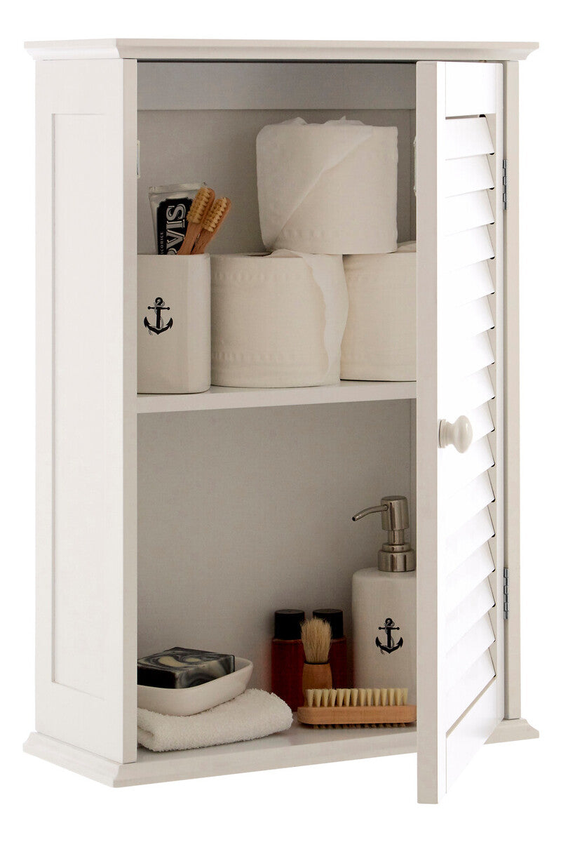 Orsina Shutter White Wood Wall Cabinet – Modern Bathroom Storage