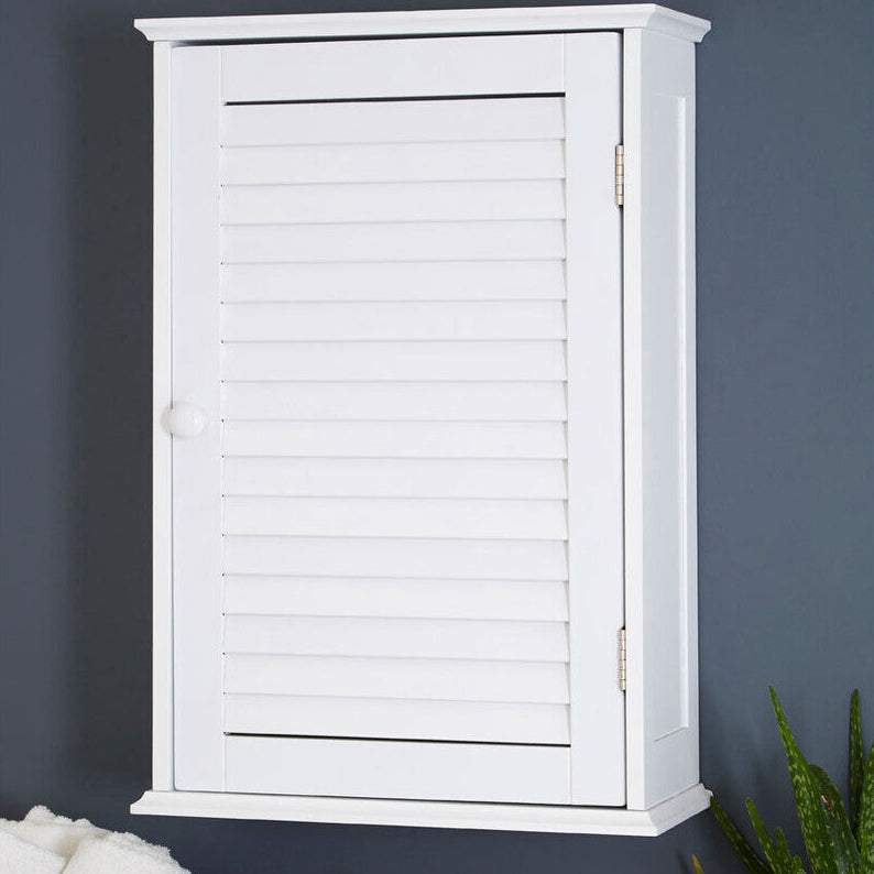 Orsina Shutter White Wood Wall Cabinet – Modern Bathroom Storage