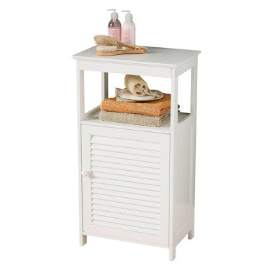 Orsina Shutter White Wood Floor Cabinet | Modern Bathroom Storage