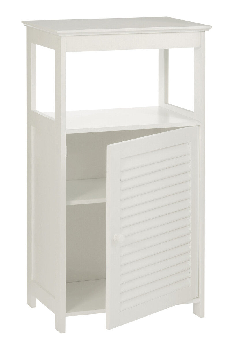 Orsina Shutter White Wood Floor Cabinet | Modern Bathroom Storage