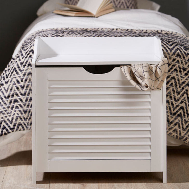 Orsina Shutter White Wood Laundry Storage Cabinet | Utility Organiser