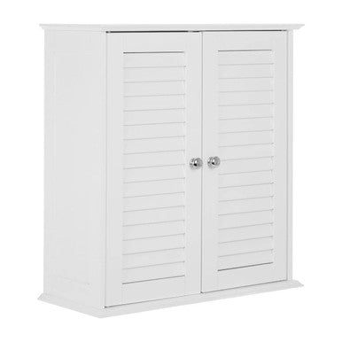 Orsina Shutter White Wood 2 Door Wall Cabinet | Modern Storage