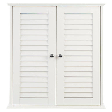 Orsina Shutter White Wood 2 Door Wall Cabinet | Modern Storage