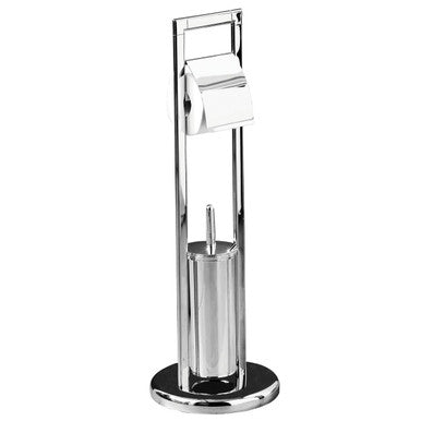 Orsina Linnea Squared Chrome Toilet Brush and Roll Holder Stand