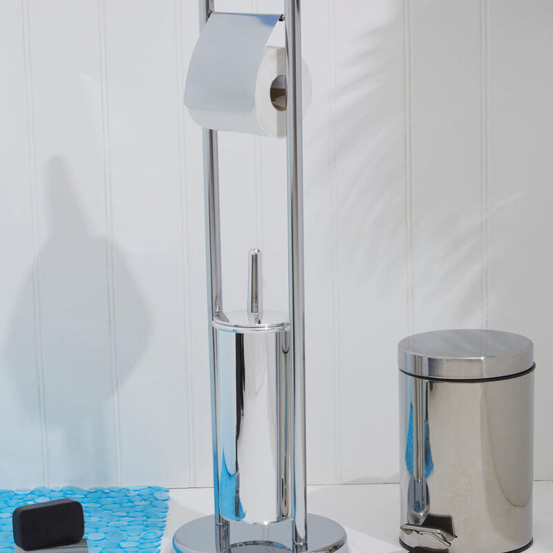 Orsina Linnea Squared Chrome Toilet Brush and Roll Holder Stand