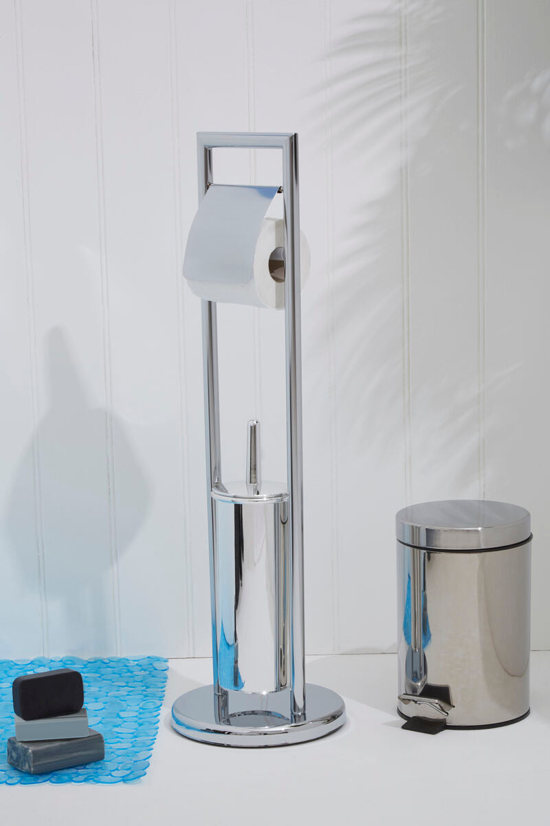 Orsina Linnea Squared Chrome Toilet Brush and Roll Holder Stand