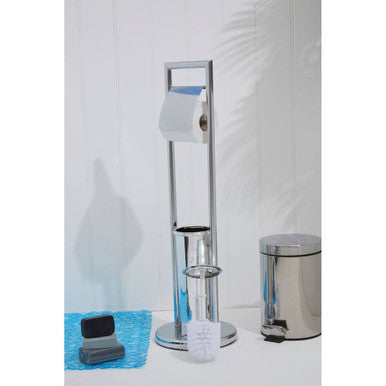 Orsina Linnea Squared Chrome Toilet Brush and Roll Holder Stand