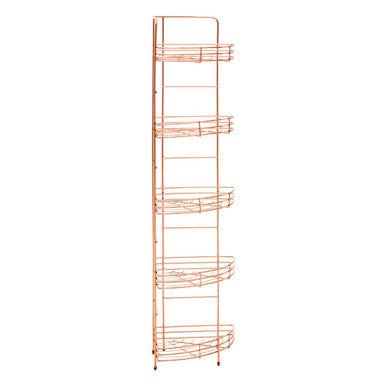 Orsina Dara 5 Tier Copper Corner Storage Rack – Modern Bathroom Caddy