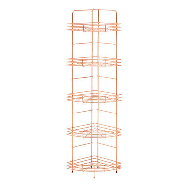Orsina Dara 5 Tier Copper Corner Storage Rack – Modern Bathroom Caddy