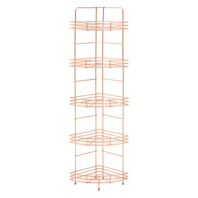 Orsina Dara 5 Tier Copper Corner Storage Rack – Modern Bathroom Caddy