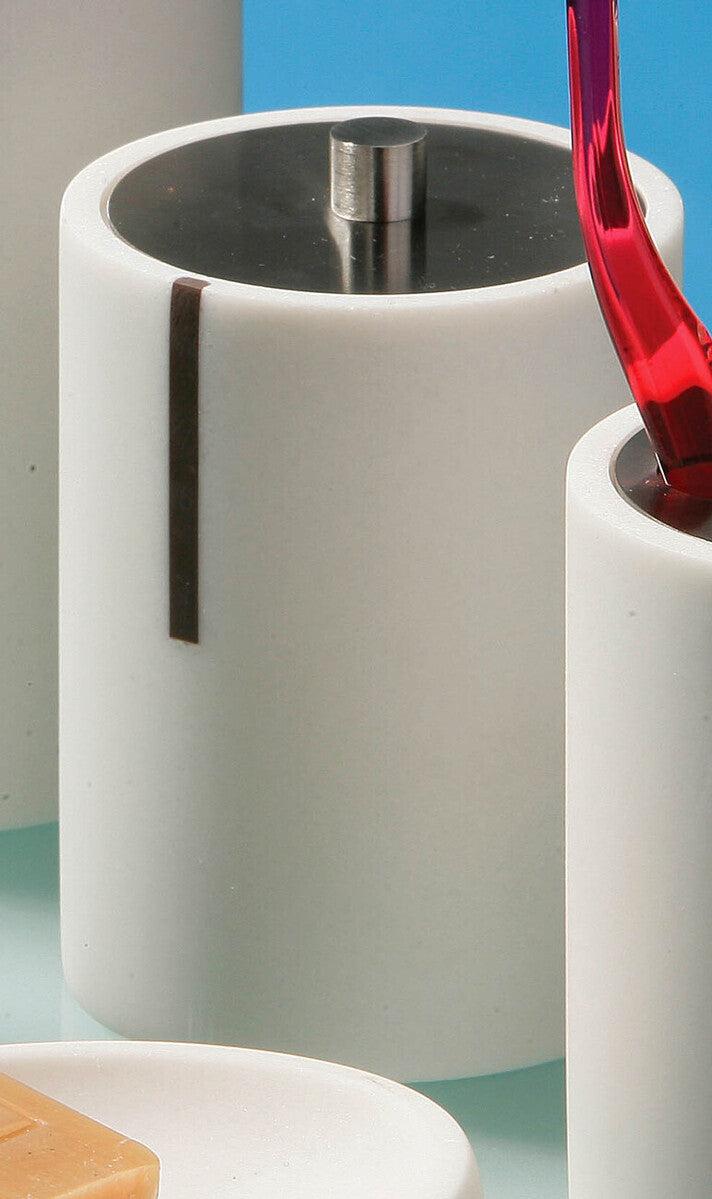 Orsina Linea White Cotton Bud Holder – Minimalist Bathroom Storage Jar