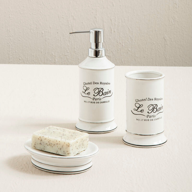 Orsina Le Bain White Ceramic Lotion Dispenser | Refillable Pump Bottle