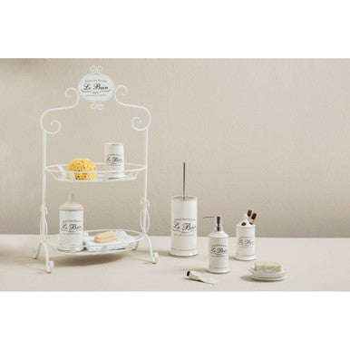 Orsina Le Bain White Ceramic Toothbrush Holder | Bathroom Sink Caddy