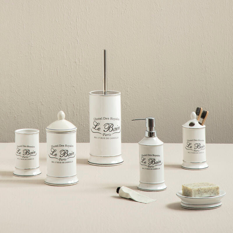 Orsina Le Bain White Ceramic Toothbrush Holder | Bathroom Sink Caddy