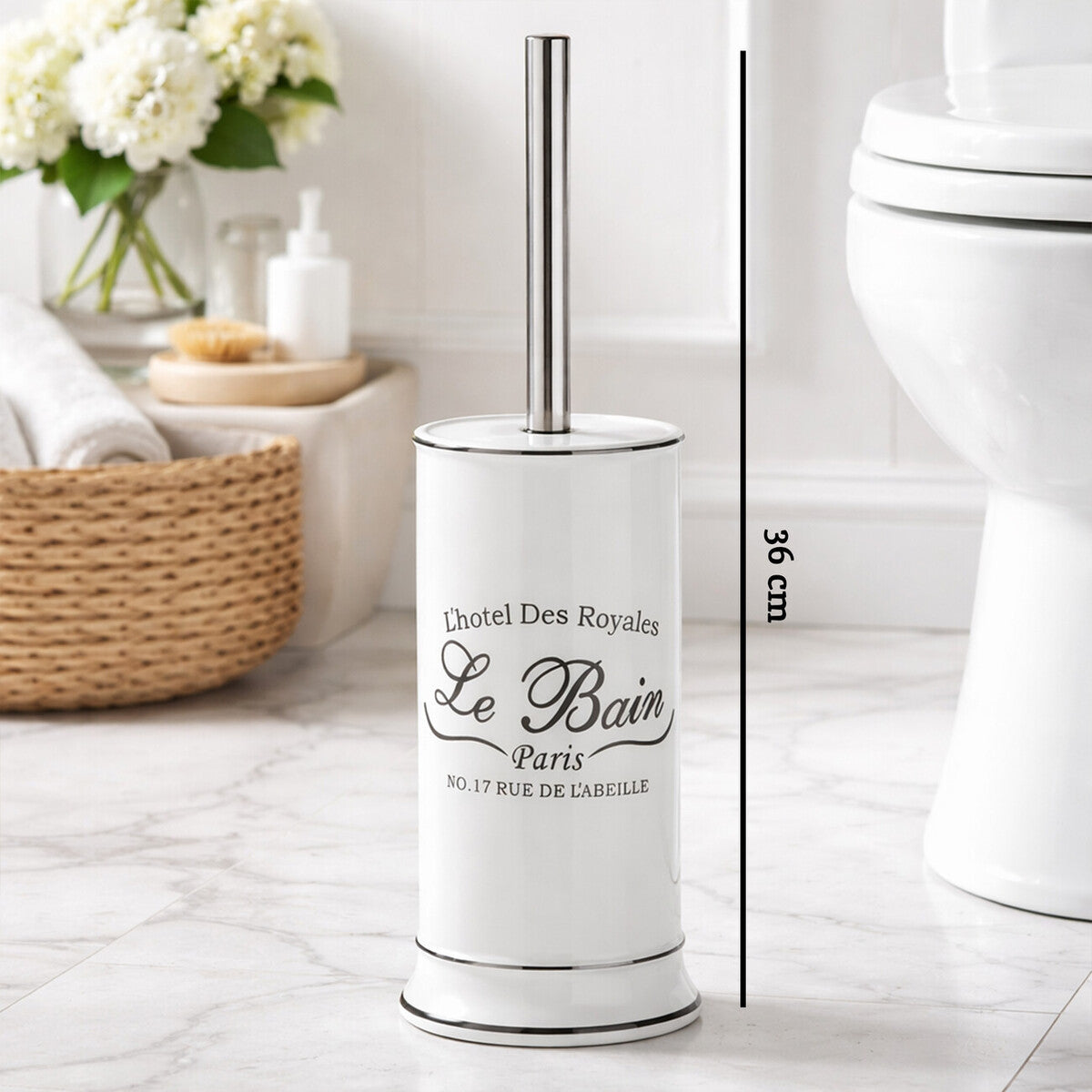 Orsina Le Bain White Toilet Brush and Holder – Modern Bathroom Set