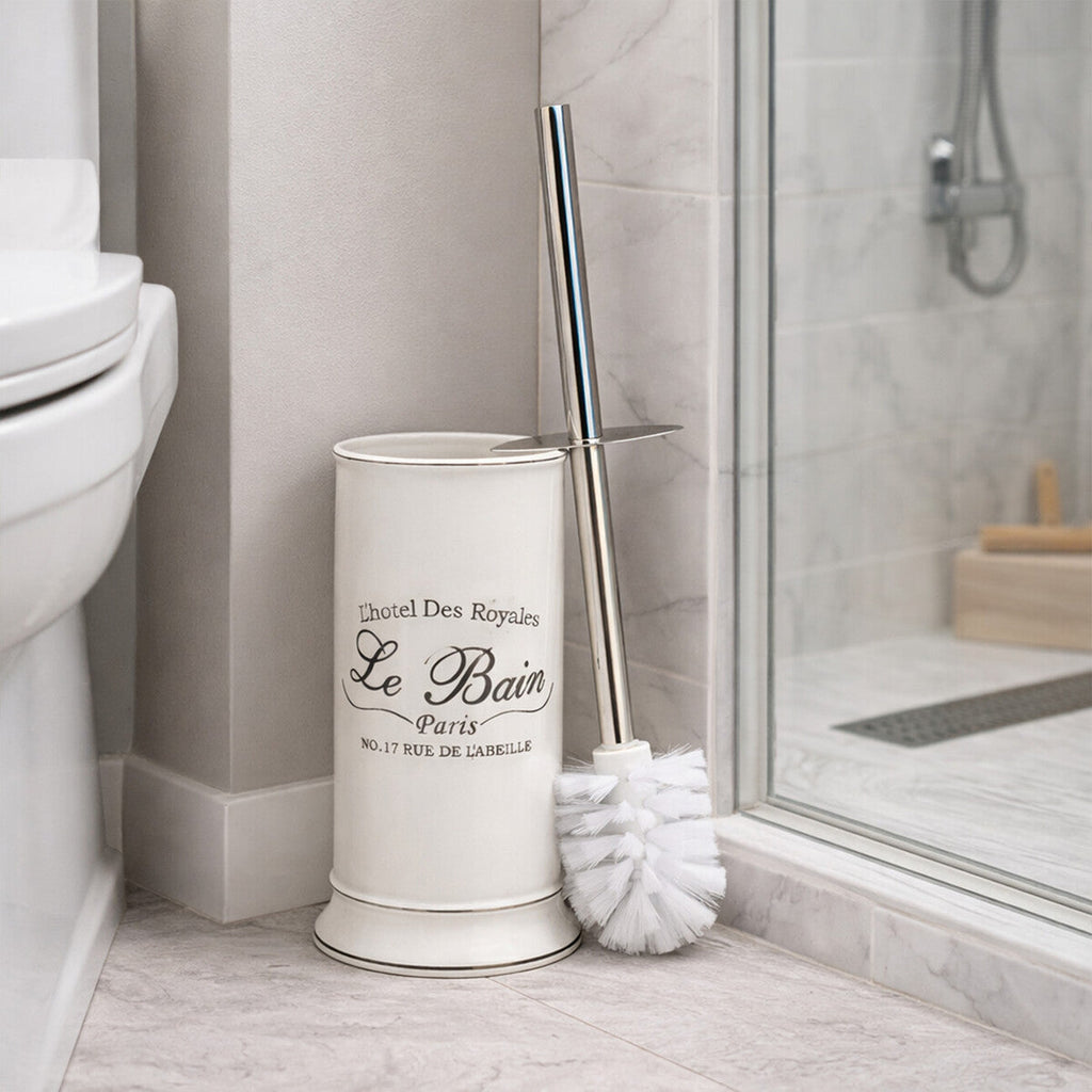 Orsina Le Bain White Toilet Brush and Holder – Modern Bathroom Set