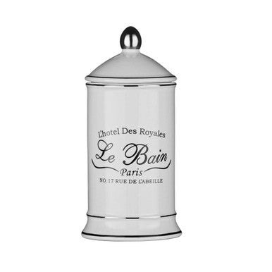 Orsina White Ceramic Cotton Bud Storage Jar | Bathroom Vanity Organizer
