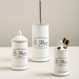 Orsina White Ceramic Cotton Bud Storage Jar | Bathroom Vanity Organizer