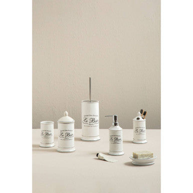 Orsina White Ceramic Cotton Bud Storage Jar | Bathroom Vanity Organizer