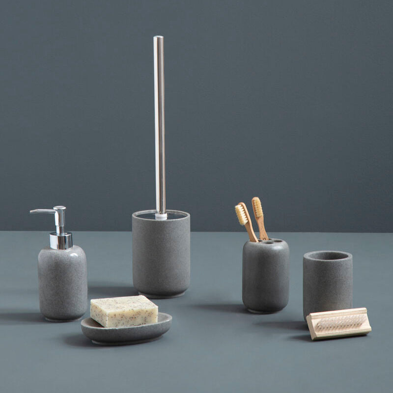 Orsina Canyon Grey Stone Soap Dish – Modern Contoured Bathroom Holder