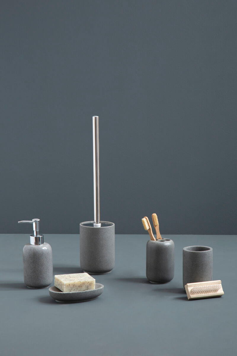 Orsina Canyon Grey Stone Soap Dish – Modern Contoured Bathroom Holder
