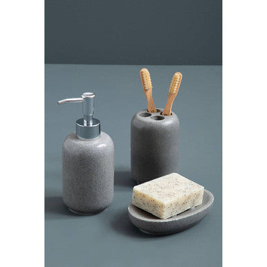 Orsina Canyon Grey Stone Soap Dish – Modern Contoured Bathroom Holder