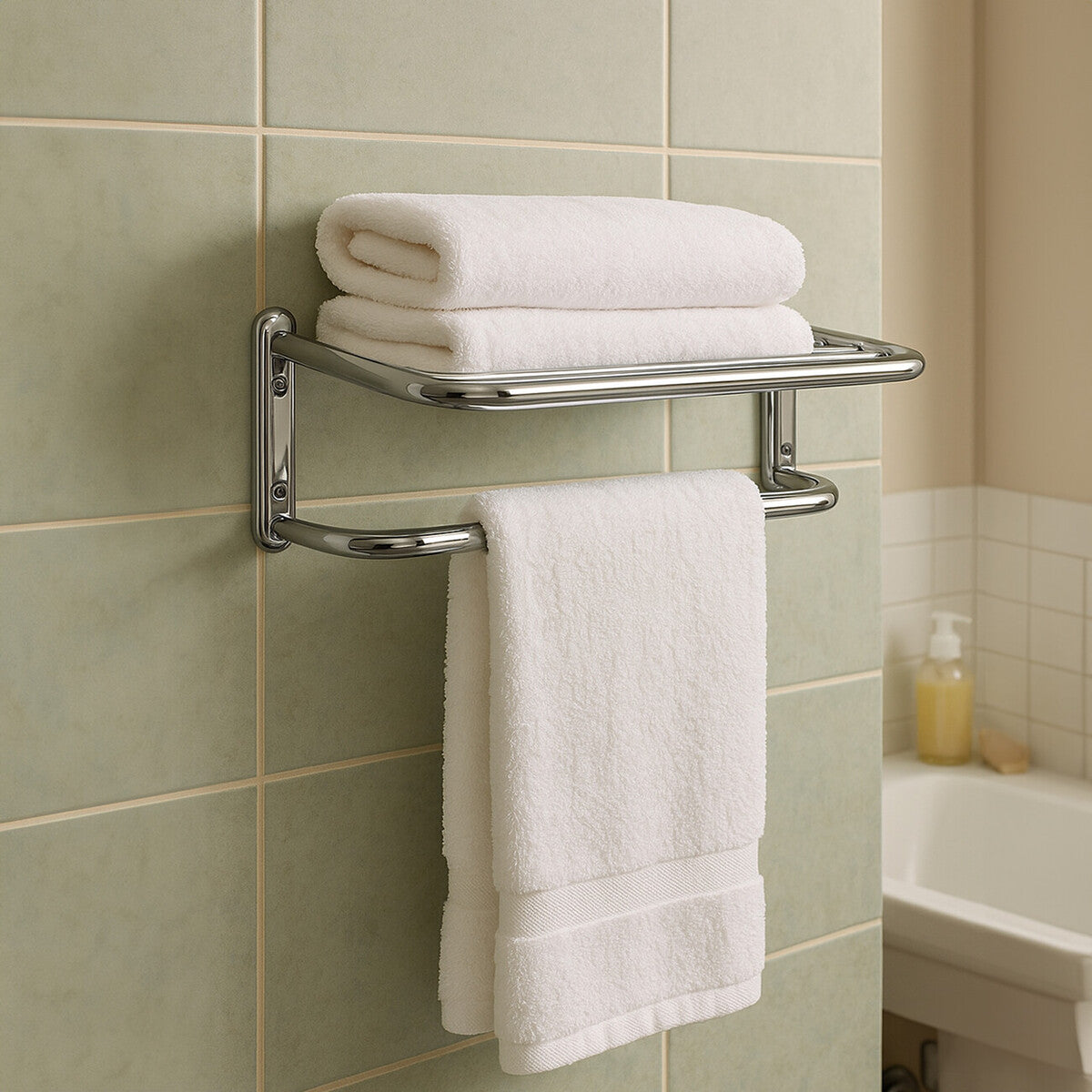 Orsina Dara Chrome Wall Mounted Towel Shelf | Modern Bathroom Storage