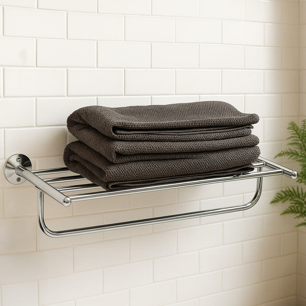 Orsina Dara Wall Mounted Chrome Towel Shelf – Modern Bathroom Storage