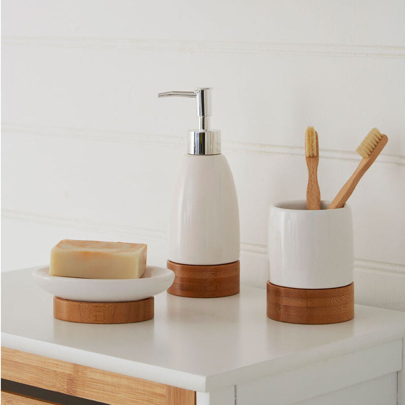 Orsina Earth 3-Piece Bathroom Set | Minimalist Sink Countertop Organizer