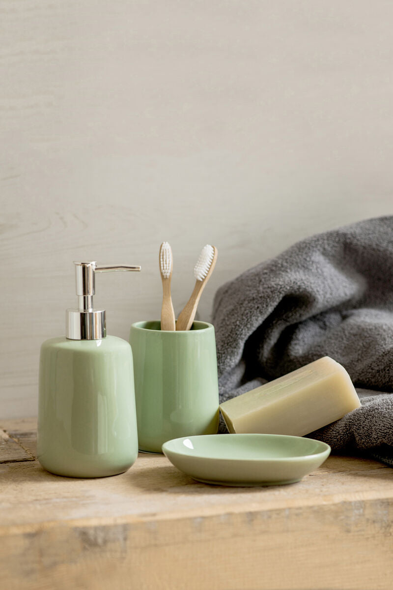 Orsina Moon Soap Dish – Minimalist Pale Green Ceramic Bathroom Holder