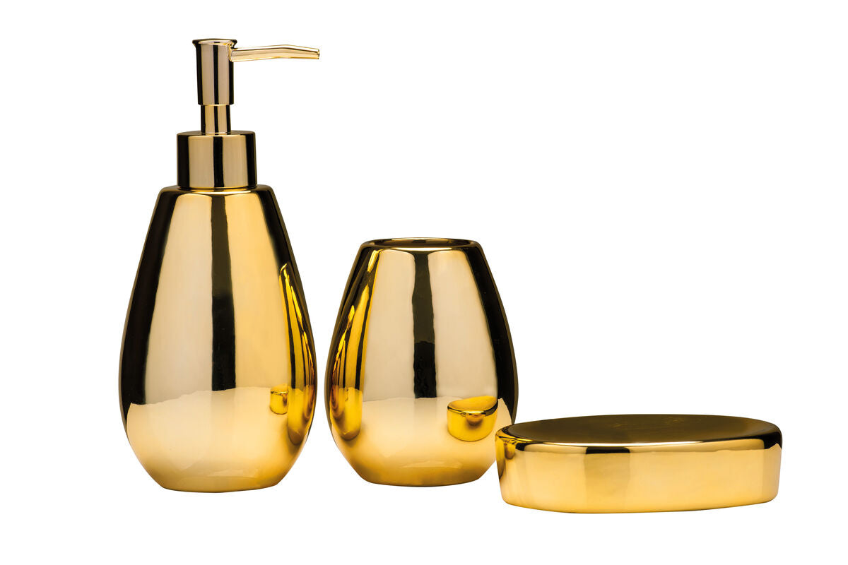 Orsina Magpie Gold 3-Piece Dolomite Bathroom Set | Modern Luxury Decor