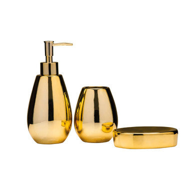 Orsina Magpie Gold 3-Piece Dolomite Bathroom Set | Modern Luxury Decor