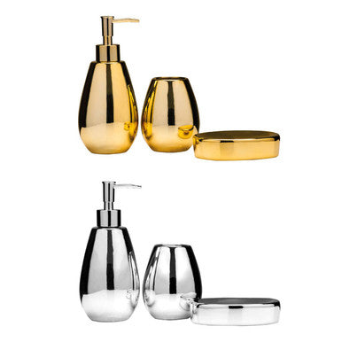Orsina Magpie Gold 3-Piece Dolomite Bathroom Set | Modern Luxury Decor