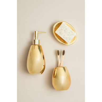 Orsina Magpie Gold 3-Piece Dolomite Bathroom Set | Modern Luxury Decor