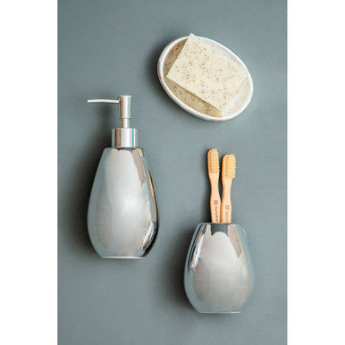 Orsina Magpie Silver 3-Piece Dolomite Bathroom Set | Modern Vanity Decor