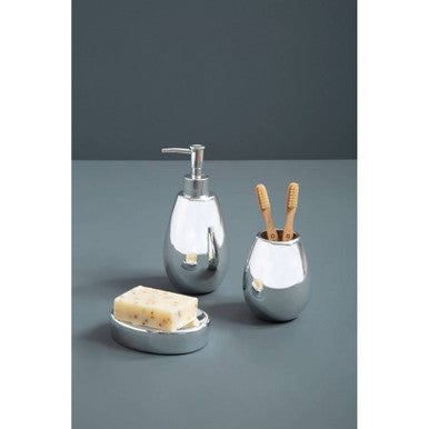 Orsina Magpie Silver 3-Piece Dolomite Bathroom Set | Modern Vanity Decor