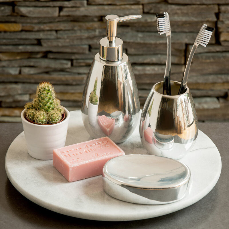 Orsina Magpie Dolomite Silver Toothbrush Tumbler - 320ml Bathroom Cup