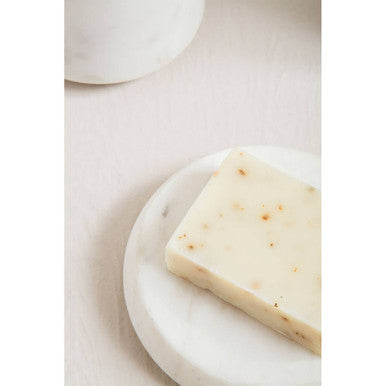 Orsina Abaska White Marble Soap Dish – Oval Stone Bathroom Accessory