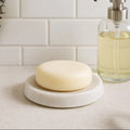 Orsina Abaska White Marble Soap Dish – Oval Stone Bathroom Accessory