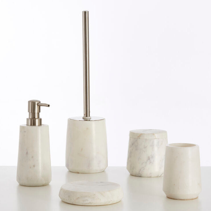 Orsina Abaska Off White Marble Tumbler – Luxury Bathroom Toothbrush Holder