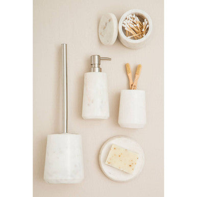 Orsina Abaska Off White Marble Tumbler – Luxury Bathroom Toothbrush Holder