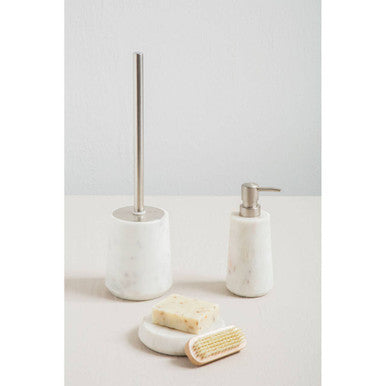 Orsina Off White Marble and Stainless Steel Toilet Brush Holder