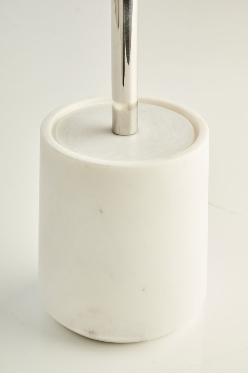 Orsina Off White Marble and Stainless Steel Toilet Brush Holder