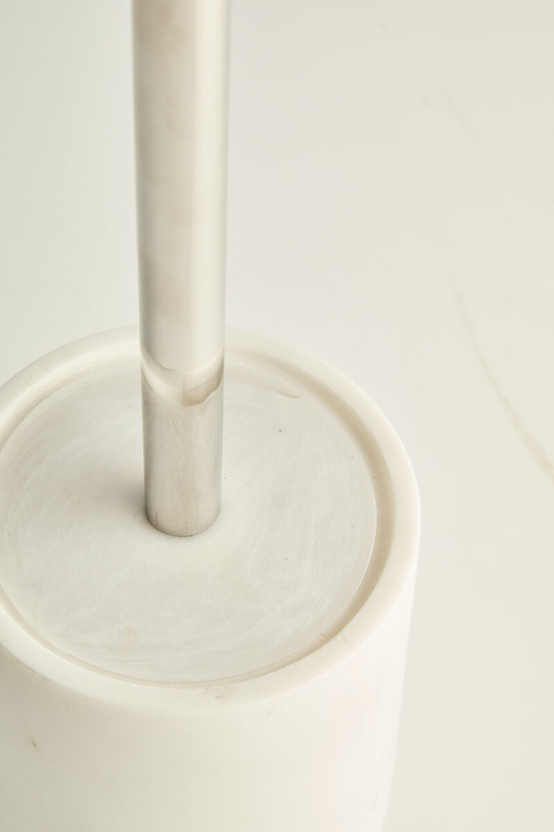 Orsina Off White Marble and Stainless Steel Toilet Brush Holder