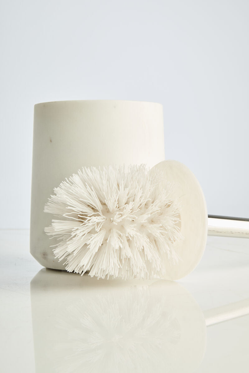 Orsina Off White Marble and Stainless Steel Toilet Brush Holder