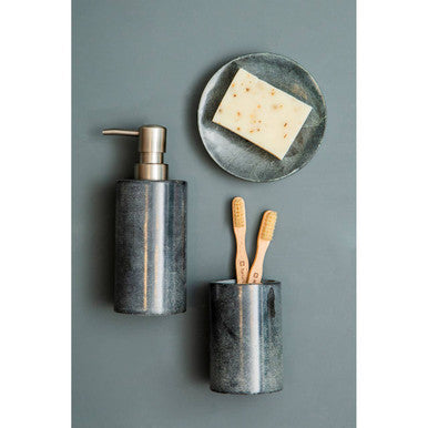 Orsina Kamal Dark Grey Marble Effect Soap Dish | Modern Bathroom Holder