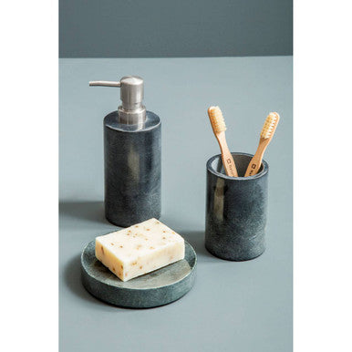 Orsina Kamal Dark Grey Marble Effect Toothbrush Tumbler & Vanity Cup
