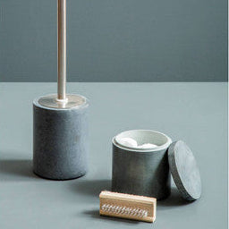 Orsina Kamal Dark Grey Marble Effect Cotton Jar | Bathroom Vanity Storage